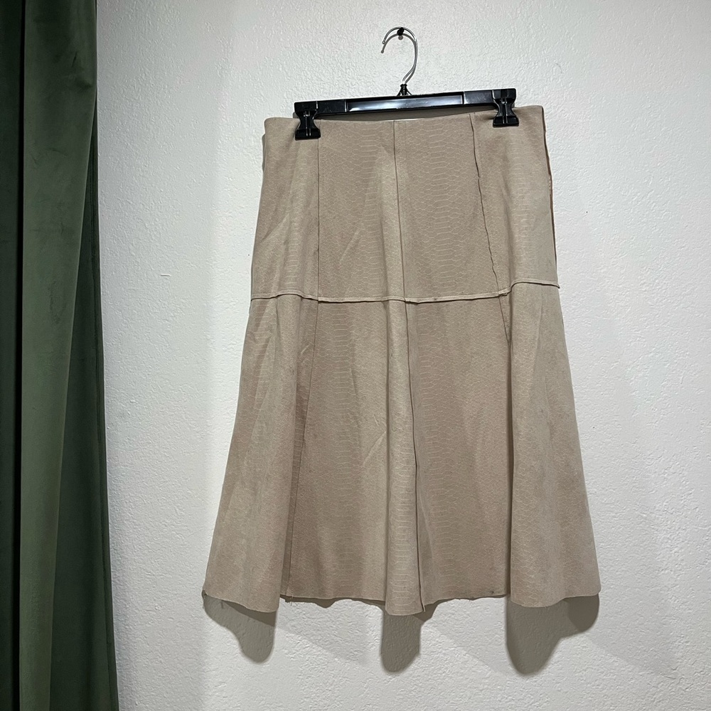Suede Cream Midi Skirt
